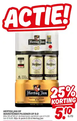 Dekamarkt Hertog jan of warsteiner pilsener of 0.0 aanbieding