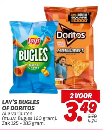 Dekamarkt Lay's bugles of doritos aanbieding