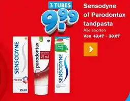 Hoogvliet Sensodyne of Parodontax tandpasta aanbieding