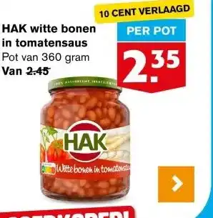 Hoogvliet HAK witte bonen in tomatensaus aanbieding