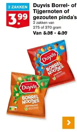 Hoogvliet Duyvis Borrel- of Tijgernoten of gezouten pinda's aanbieding