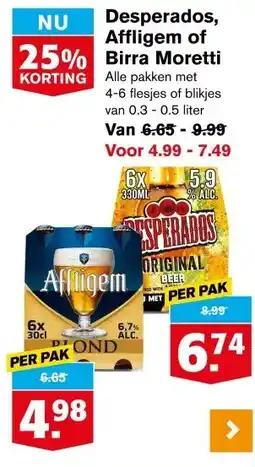 Hoogvliet Desperados, Affligem of  Birra Moretti aanbieding