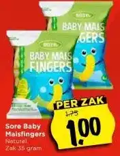 Vomar Voordeelmarkt Sore Baby Maisfingers Naturel aanbieding