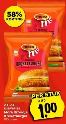 Vomar Voordeelmarkt DIEPVRIES Mora Broodje Kroketburger aanbieding