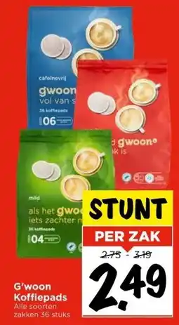 Vomar Voordeelmarkt G'woon Koffiepads aanbieding