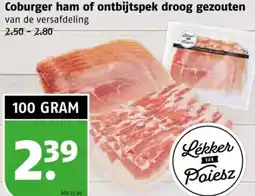 Poiesz Coburger ham of ontbijtspek droog gezouten aanbieding