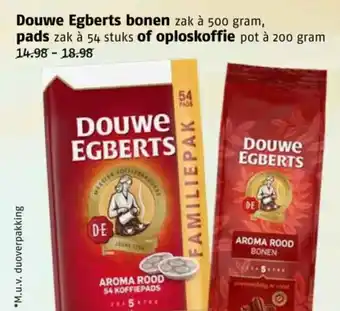 Poiesz Douwe Egberts bonen pads  of oploskoffie aanbieding