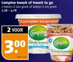 Poiesz Campina kwark of kwark to go aanbieding