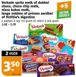 Poiesz Verkade sprits melk of dubbel choco choco chip melk, nizza kokos melk, lange nekken of prinses aardbei of McVitie's digestive aanbieding