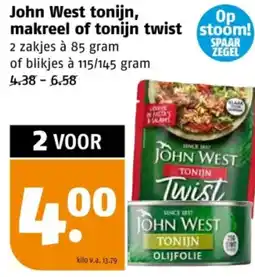 Poiesz John West tonijn, makreel of tonijn twist aanbieding