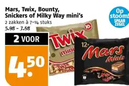 Poiesz Mars, Twix, Bounty, Snickers of Milky Way mini's aanbieding