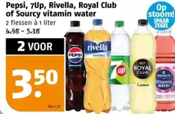 Poiesz Pepsi, 7Up, Rivella, Royal Club of Sourcy vitamin water aanbieding