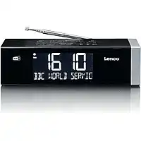 MediaMarkt LENCO CR-640BK Stereo FM Wekkerradio met radiogestuurde klok en AUX-ingang Zwart-Zilver aanbieding