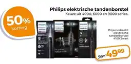 Trekpleister Philips elektrische tandenborstel Keuze uit 4000, 6000 en 9000 series. aanbieding