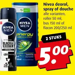 Boni Nivea deorol, spray of douche aanbieding