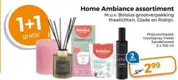 Trekpleister Home Ambiance assortiment M.u.v. Bolsius grootverpakking theelichten, Glade en Robijn. aanbieding