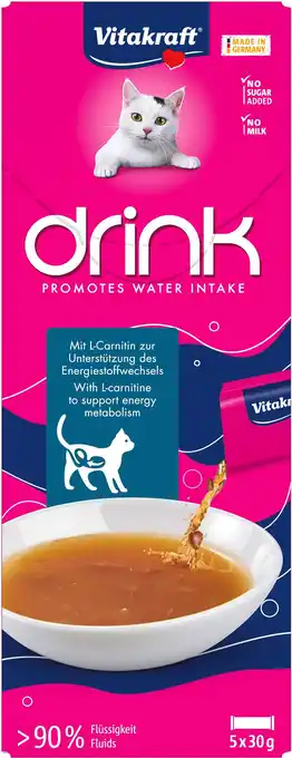 Intratuin Vitakraft kattenvoer Drink zalm 30 gram 5 stuks aanbieding