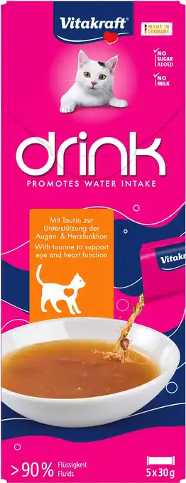 Intratuin Vitakraft kattenvoer Drink kip 30 gram 5 stuks aanbieding