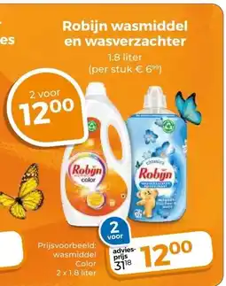 Trekpleister Robijn wasmiddel en wasverzachter 1.8 liter aanbieding