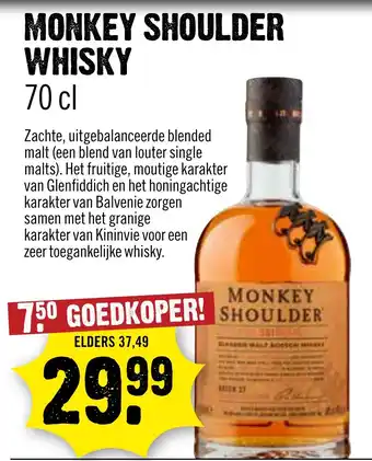 Dirck 3 Monkey shoulder whisky aanbieding