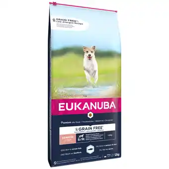 Zooplus 12kg Eukanuba Senior Klein & Middelgroot Ras Graanvrij Zeevis Hondenvoer droog aanbieding