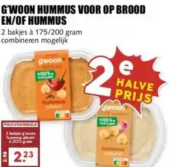 MCD Supermarkt G'WOON HUMMUS VOOR OP BROOD EN/OF HUMMUS aanbieding