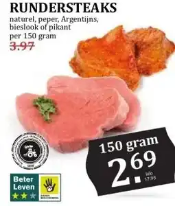 MCD Supermarkt RUNDERSTEAKS aanbieding