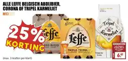 MCD Supermarkt ALLE LEFFE BELGISCH ABDIJBIER, CORONA OF TRIPEL KARMELIET aanbieding