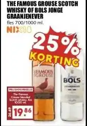 MCD Supermarkt THE FAMOUS GROUSE SCOTCH WHISKY OF BOLS JONGE GRAANJENEVER aanbieding