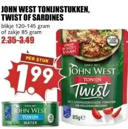 MCD Supermarkt JOHN WEST TONIJNSTUKKEN, TWIST OF SARDINES aanbieding