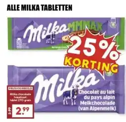 MCD Supermarkt ALLE MILKA TABLETTEN aanbieding