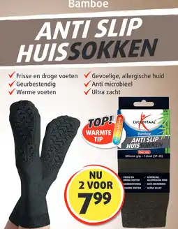 Lucovitaal Bamboe ANTI SLIP HUISSOKKEN aanbieding