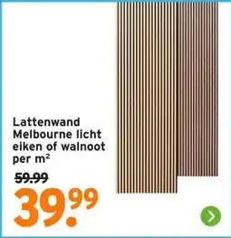 GAMMA Lattenwand Melbourne licht eiken of walnoot per m² aanbieding