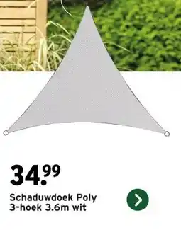 GAMMA Schaduwdoek Poly 3-hoek 3.6m wit aanbieding