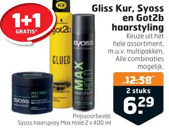 Trekpleister Gliss Kur, Syoss en Got2b hagrstyling aanbieding