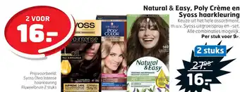 Trekpleister Natural & Easy, Poly Crème en Syoss haarkleuring 15SONAL QUALIYCOLC aanbieding