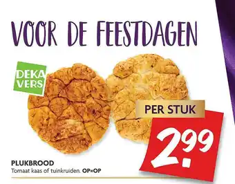 Dekamarkt Plukbrood Tomaat Kaas Of Tuinkruiden aanbieding