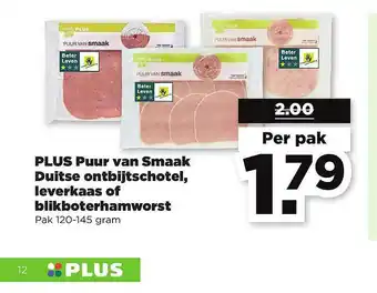 PLUS Plus Puur Van Smaak Duitse Ontbijtschotel, Leverkaas Of Blikboterhamworst aanbieding