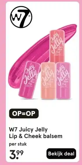 Etos W7 Juicy Jelly Lip & Cheek balsem aanbieding