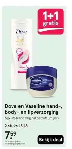 Etos Dove en Vaseline hand-, body- en lipverzorging aanbieding