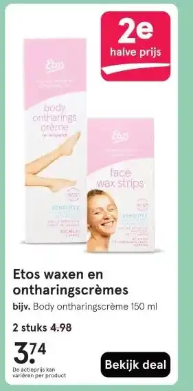 Etos Etos waxen en ontharingscrèmes aanbieding