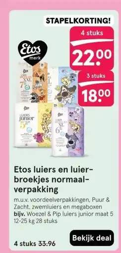 Etos Etos luiers en luier- broekjes normaal- verpakking aanbieding