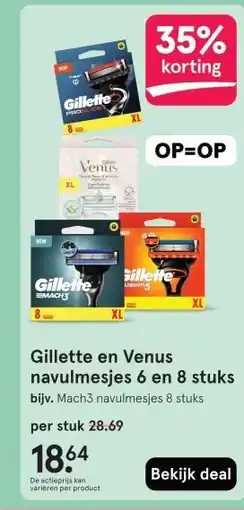 Etos Gillette en Venus navulmesjes 6 en 8 stuks aanbieding