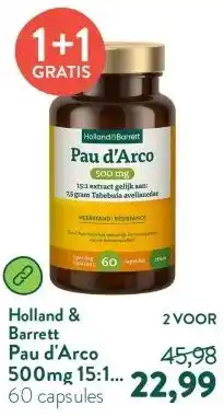 Holland & Barrett Pau d'Arco 500mg 15:1 Extract Gelijk Aan: 7.5 Gram Tabebuia Avellanedae aanbieding