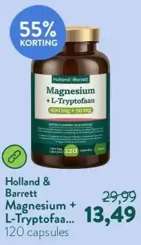 Holland & Barrett Magnesium + L-Tryptofaan 400mg + 50mg aanbieding