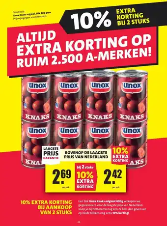 Nettorama Unox Knaks original, blik 400 gram aanbieding