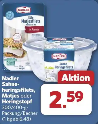 Combi Nadler Sahne- heringsfilets, Matjes oder Heringstopf aanbieding