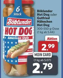 Combi Böklunder Hot Dog oder Gutfried Hähnchen Hot Dog aanbieding