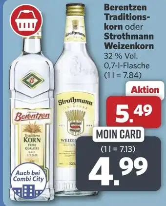 Combi Berentzen Traditions- korn oder Strothmann Weizenkorn aanbieding