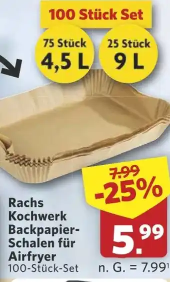 Combi Rachs Kochwerk Backpapier- Schalen für Airfryer aanbieding